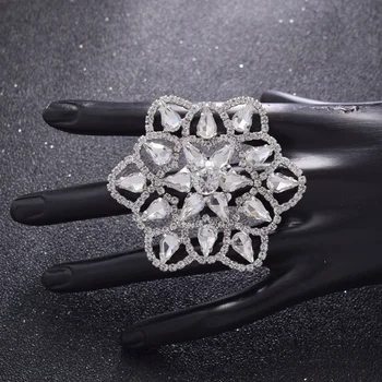 6cm velká velikost vynikající nastavitelná ženy prsteny kamínky crystal black svatební prsten šperky Fázi Festival příslušenství