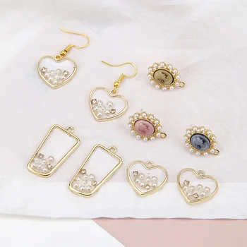 6ks Korea Slitiny ve tvaru srdce Láska Perlové Náušnice Geometrické Náušnice Pro Ženy Šperky Materiál Příslušenství, Velkoobchod