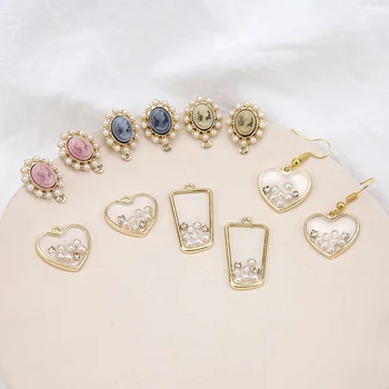 6ks Korea Slitiny ve tvaru srdce Láska Perlové Náušnice Geometrické Náušnice Pro Ženy Šperky Materiál Příslušenství, Velkoobchod