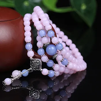 6mm Přírodní růžový kámen crystal Tykev mala Modlitba žen Náramek korálky náhrdelník Tibetské Buddhistické Meditační nástroj