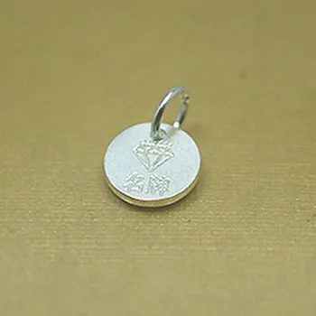6mm Skutečné Čisté Pevné 925 Sterling Silver Kulatý Tag Přívěsek Vepsat Písmeno Logo Náramek, Náhrdelník Šperky Velkoobchod 10pcs