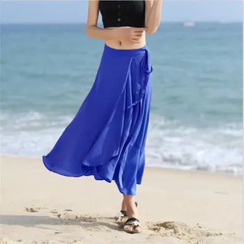 7 Barva 2020 Nové Letní Ženy Šifon Sukně Plná Pláž Midi Sukně Jeden Kus Split Sukně Nastavitelný Pas Sukně Plus Velikosti M-8XL