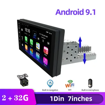 7 palcový 1Din Android 9.1 Auto Rádio Multimediální Přehrávač Univerzální Auto Stereo GPS Navigace Bluetooth Audio Přehrávání Videa