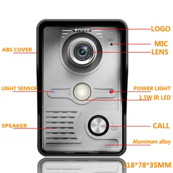 7 Palcový Video Dveřní Telefon Zvonek Intercom Kit Zdi Připojené Kamery Sledovat Noční Vidění, Hands Free Interkom, Elektrický Zámek Ovládání