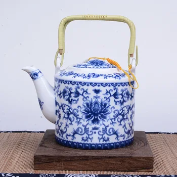 750ml Modré a bílé porcelánové konvice na čaj,Top umělec, design Keramiky, písku, trávy, ruční práce Kung Fu Čajový Set Konvice na čaj,Puer Konvice