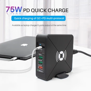75W Quick Charge 3.0, USB Typ C PD 45w Napájecí Adaptér Nabíječka Pro iphone Huawei Macbook Air, Samsung Tablet Rychlé USB Nabíjení