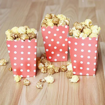 (7x5x11.5 cm)Pink Dot papír popcorn box svatby, narozeninové party snack box přízeň dívky růžové krabici od popcornu děti party popcorn box