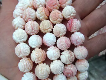 8 10 12 mm plné pramen originální růžová lastura ručně vyřezávaný kulatý míč šperky korálky