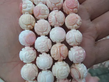 8 10 12 mm plné pramen originální růžová lastura ručně vyřezávaný kulatý míč šperky korálky