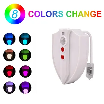 8 Barev LED Toaleta Světlo Snímač Pohybu WC Světlo, Noc, Světla, Baterie, Wc Mísa Světlo Pro Koupelnu S UV Sterilizátor