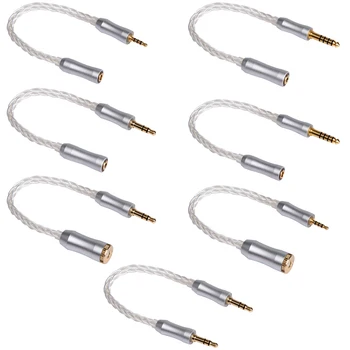 8 Core Silver Audio Kabel 2.5 Samec 4.4 Samice Kabel 2,5 mm/4,4 mm Na 3,5 mm Ručně vyrobené Vyvážené Adpter pro hi-fi Hudební Přehrávač MP3
