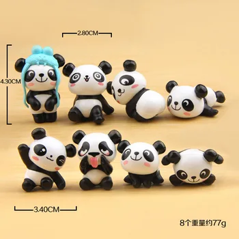 8 ks/set panda akční figurka hračka kreslený zvíře roztomilý panda panenka mini dekorativní panenky Emoticon Model Diy terénní úpravy