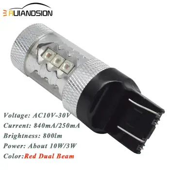 80W Bílá Červená Žlutá W21/5W SRCK Dual Beam LED CANBUS 7440 7443 T20 CR-EE 16smd LED Žárovky, Auto Brzdové Reverzní zadní Světla 10-30V