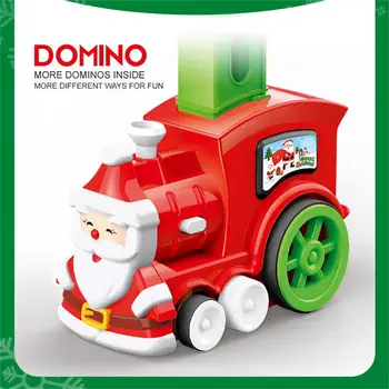90PCS Stavební Bloky Domino Vlak Toy Set S Světlo, Zvuk Santa vláček Vánoční Dárky, Hračky Pro Děti