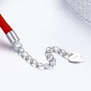 925 Sterling Silver Nekonečné Srdce Uzel Červené Lano Náramky Pro Ženy, Dívky Pulseras Pulseira Příslušenství Bracelete Nejlepší Přítel