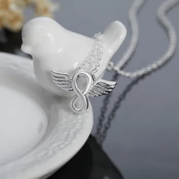 925 Stříbrný Náhrdelník Andělská Křídla Láska Přívěskem Náhrdelník pro Ženy, Svatební Svatební Postupné Dárek