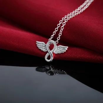 925 Stříbrný Náhrdelník Andělská Křídla Láska Přívěskem Náhrdelník pro Ženy, Svatební Svatební Postupné Dárek