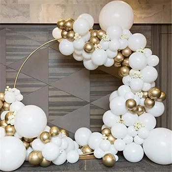 99pcs Balón Věnec Arch Kit 16 ft Dlouhý Bílý Kov, Zlatý Latex Vzduchu Balónky, Balení Pro Miminko, Narozeniny, Party Decor Dodávky