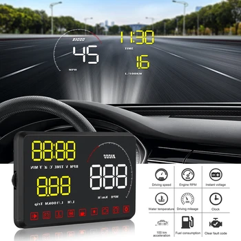 A9 OBD2 Auto HUD Head Up Display Sklo Rychlost Projektor GPS Rychloměr S překročení Rychlosti Alarm Detektor Auto Spotřebu Oleje