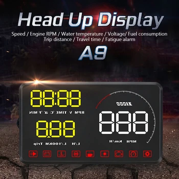 A9 OBD2 Auto HUD Head Up Display Sklo Rychlost Projektor GPS Rychloměr S překročení Rychlosti Alarm Detektor Auto Spotřebu Oleje