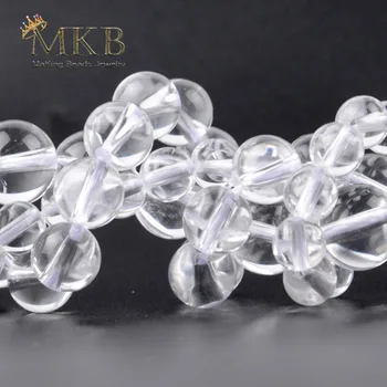 AA Přírodní Kámen Clear Quartz, Kulaté Korálky Pro Výrobu Šperků 6/8/10/12mm Bílá Crystal Volné Korálky Diy Náramek Velkoobchod