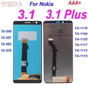 AAA+ LCD Pro Nokia 3.1 LCD TA-1049 TA-1057 Displej Dotykový Displej Digitizer Shromáždění Pro Nokia 3.1 plus LCD TA-1118 TA-1104