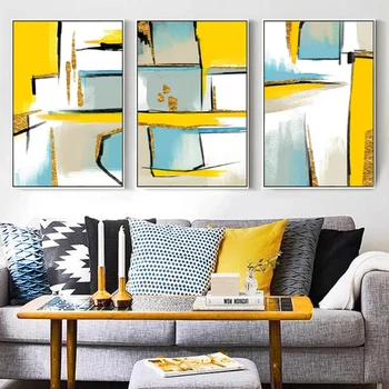 Abstraktní Žluté Geometrické Obrázky Nordic Minimalistický Plátna Wall Art Plakát Tisk Obývací Pokoj Domácí Dekor Drop shipping