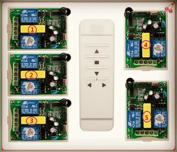 AC 220V inteligentní digitální RF bezdrátové dálkové ovládání přepínač systému + 5ks pro projekční plátno přijímač/garážová vrata/rolety