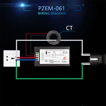 AC jednofázový Digitální Wattmetr Power Energy Meter 220V 100A Kwh Metr PZEM-061 s Cívkou CT