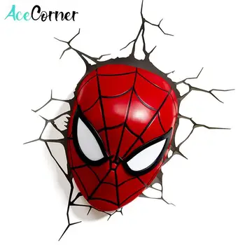 Acecorner Spider Man Čelí Hlavu Superhrdina, 3D LED Nástěnné Svítidlo Kreativní Avengers Marvel Noční Světlo pro Vánoční Dítě Chlapci Dárky