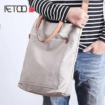 AETOO Plátno male pakety Rameno kabelka pánské přenosné nákupní taška žena velká kapacita kabelka