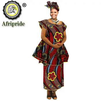 Africké Oblečení pro Ženy Crop Top Midi Sukně Tisku Zápas Headwraps Nastavit Dashiki Oblečení Plus Velikost Vynosit Ankara Oblečení S2026015