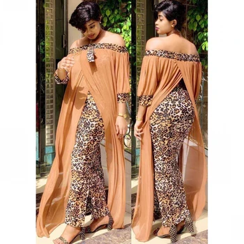 Afro Plus Velikosti Šaty Pro Ženy Leopard Tisk Košili Šifon Dlouhé Šaty Turecké Kaftan Muslimské Abaya Islámu Oblečení Šaty