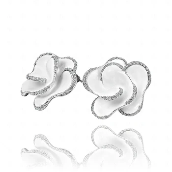 AGLOVER S925 Sterling Silver Horké Módní Luxusní Crystal Květina Náušnice Pro Ženy Nový Módní Elegantní Zirkony Náušnice Šperky