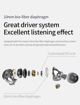AK VYBORNE BL-01 BL01 10mm Biologických Vláken Bránice V Ear Sluchátka hi-fi DJ Sportovní Sluchátka Sluchátka BL03 BL05 BL05S