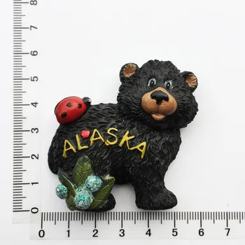Aljašský Medvěd 3D Magnety na Lednici Suvenýr Aljašce Magnetické Lednice Nálepka Řemesla Pryskyřice Kreslený Zvíře Domova Dárky Nápady