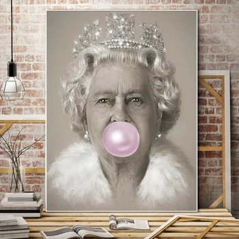 Alžběta II Bubble Gum Plakát Tisk Wall Art Malířské Plátno Plakáty a Tisky Zeď Dekor pro Obývací Pokoj Domácí Dekoraci