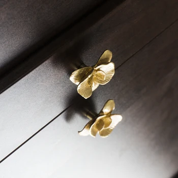 Americký Evropská retro mosaz malý motýl orchidej rukojeť skříň skříň botník zásuvkou skříň dveře čisté mědi rukojeť