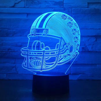 Americký Fotbal Helma Sportovní Čepice 3D Lampa Logo Týmu Multicolors Lava LED Osvětlení Luminaria Noc Nejlepší Fanoušky Dárek