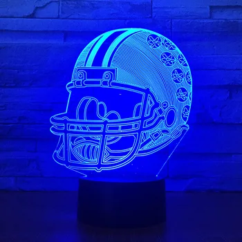 Americký Fotbal Helma Sportovní Čepice 3D Lampa Logo Týmu Multicolors Lava LED Osvětlení Luminaria Noc Nejlepší Fanoušky Dárek