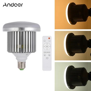 Andoer E27 50W LED Photo Studio Light Žárovka Lampa Nastavitelný Jas 3200~5600 w/Dálkové Ovládání Video Světlo Žárovka AC185-245V