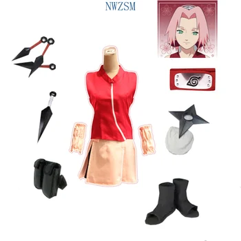 Anime Naruto Sakura Haruno Cosplay kostým Naruto Shippuden Kostým Pro Ženy, Dívka, Šaty, doprava zdarma a vysoce kvalitní kostým