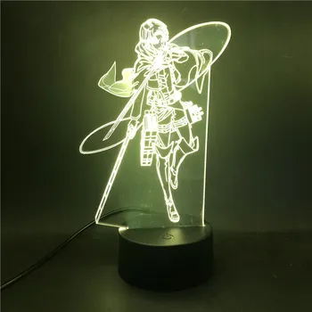 Anime Postavu Útok na Titan Levi Ackerman LED Noční Světlo Akrylové 3d Světlo Lampy Dítě, Děti, LED Osvětlení Domů Ložnice Dárek