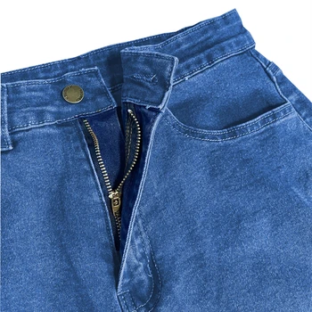 ANJAMANOR Sexy Skládaný Džíny zvláště Dlouhé Kalhoty pro Vysoké Ženy Modré Džínové Kalhoty, Vysoké Pasem Světlice Kalhoty Plus Velikosti D26-DI62