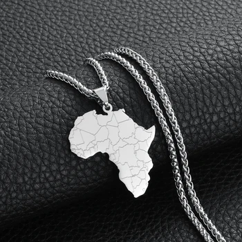 Anniyo Afrika Mapa Přívěsek Náhrdelníky pro Ženy, Muži, Barva Stříbrná/Zlatá Barva Africký Hip Hop Šperky, Svatební Party Dárek #160621