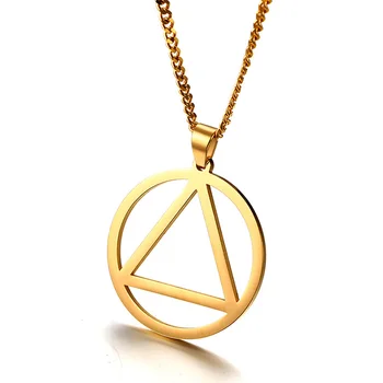 Anonymní alkoholici AA Šperky odtahová Služba, Střízlivost, Kruh a Trojúhelník Symbol Kouzlo Náhrdelník z Nerezové Oceli