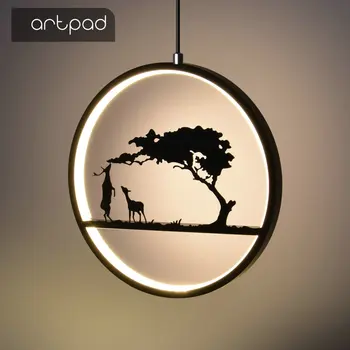 Artpad Moderní Umění, Design, Kulaté Závěsné svítidlo Pro Obývací Pokoj Ložnice Příslušenství Akrylové LED Přívěsek Světlo, Kroužky Bílá Černá