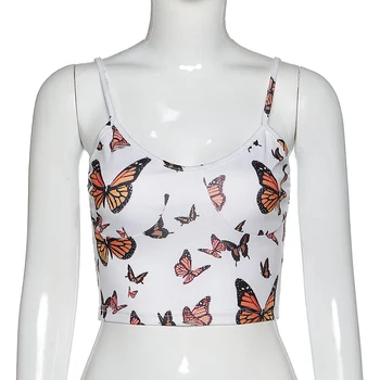 ArtSu harajuku Butterfly tisk bodycon košilka ženské kpop ulici veat léto bez rukávů estetické slim tank top ASVE52064