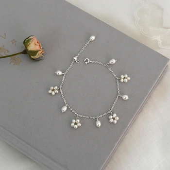 ASHIQI 925 sterling silver, skutečný přírodní sladkovodní pearl náramek šperky dárek pro ženy