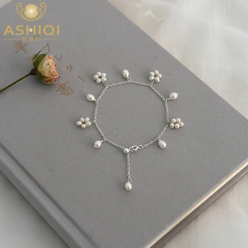 ASHIQI 925 sterling silver, skutečný přírodní sladkovodní pearl náramek šperky dárek pro ženy